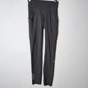 Lululemon Fast Free High Rise Full Length Leggings Size 2 Gray GRL PWR Pockets